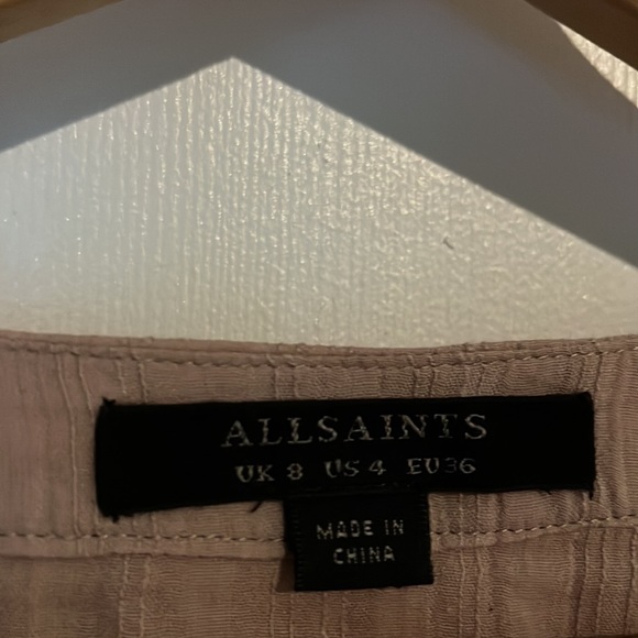 AllSaints | Wairyn Button Down Split Neck Blouse Shirt Size 4 Neutral Cotton - Picture 8 of 11